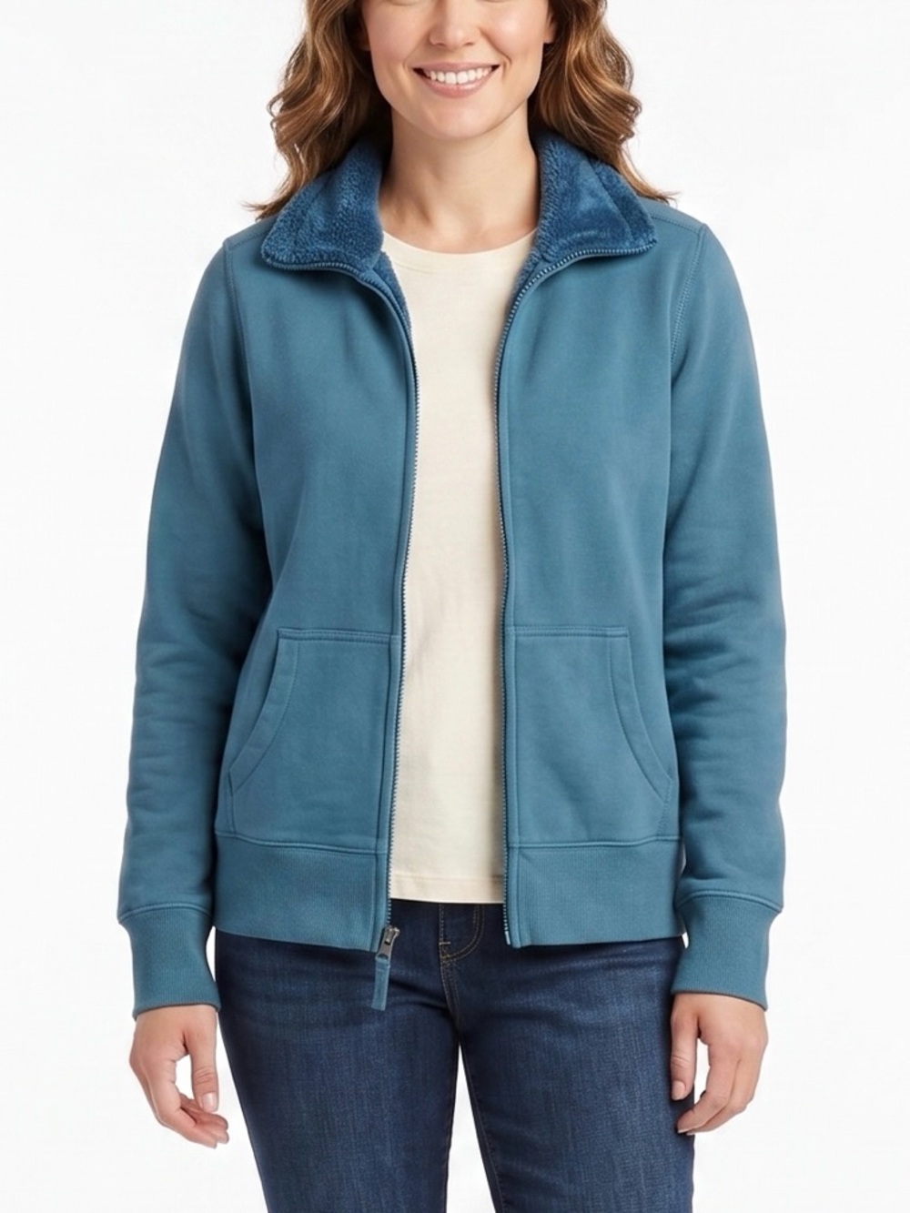 L.L. Bean Teal Zip-Front Bomber Jacket